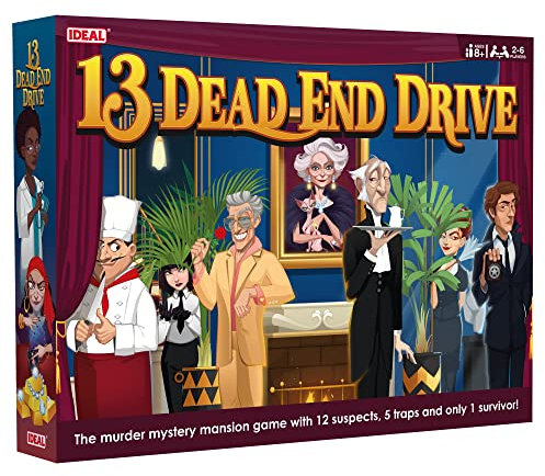 IDEAL 13 Dead End: The Murder Mystery Mansion Game with 12 Suspects, 5 Traps and only 1 Survivor! | Family Games | for 2-6 Players | Ages 8+