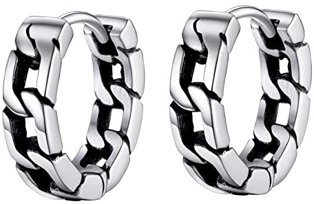 Hypoallergenic Hoop Earrings Men Stainless Steel Jewelry Cuban Links Hoops Circle Earrings