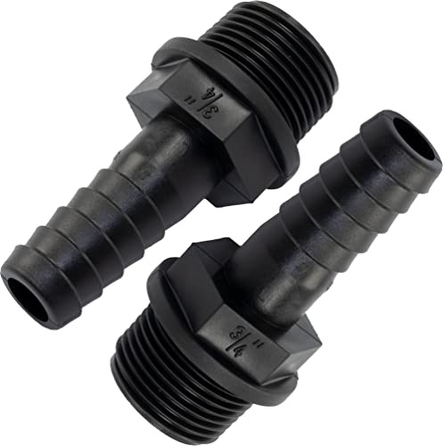 AERZETIX - C63568-2er-Satz männlicher gerader Schlauchanschluss 3/4'' x 16 mm - außengewinde - adapter für bewässerungssysteme bewässerungspumpe - kunststoff - farbe schwarz