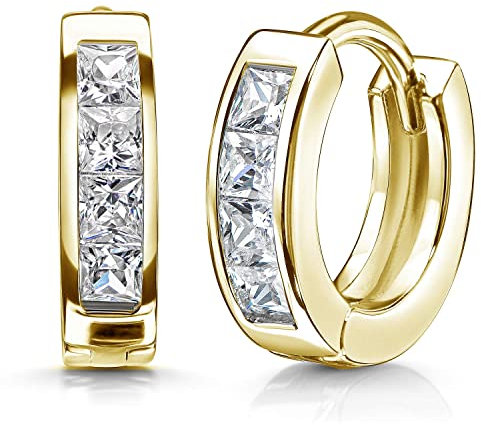 Materia Silber Creolen Damen 925 Zirkonia - Kreolen Gold 15mm SO-453-Gold