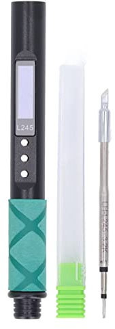 65 W L245 Elektro Lötkolben, D0,91 Zoll Organischer Leuchtdiodenbildschirm, Multifunktionale Anpassung C-Typ Tragbare Digitale Elektrische Lötkolbenstation für Die Technik(Schwarz)