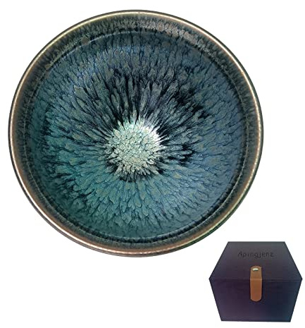 Apingjenz Matcha Tea Bowl, Tenmoku Bloom Glaze 11.8oz, Kiln Change Jian Ware Chinese Jian Zhan, Matcha Tea Cup Ceremony, Authentic Porcelain