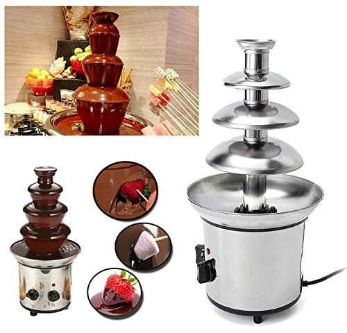 XiaoXIN Chocolate Fountain,4 Tiers Electric Melting Machine,Fondue Pot Set,for Chocolate Candy,Ranch,Nacho Cheese UK,230V
