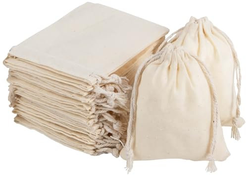 Baumwollsäckchen 30 Stück, Geschenktüten Baumwoll Säckchen Klein 9x12cm, Leinensäckchen Stoffbeutel klein, Jutesäckchen für Schmuck Hochzeit Weihnachten Party
