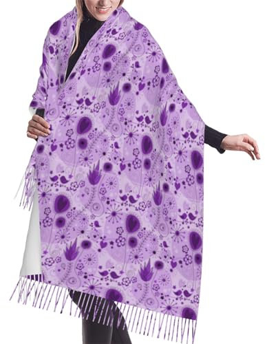 Schal, Wunderlicher Garten in Lila, Unisex-Schal mit Fransen, großer, warmer, weicher Kaschmir-Schal, Wickeltücher, 196 x 68 cm