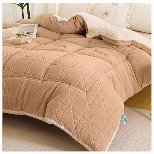 ZTGL Édredon Chaude en Hiver, Couette en Duvet Réversible, Couvertures d'hiver Épaisse, Gonflant Édredon, Personne/Double Anti-Allergique Noyau de Couette, Kaki, 110x150cm(1kg)
