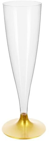 Maxi Products Copa Cava Flauta Transparente Pie Oro Desmontable 140 CC Reutilizable 4 Unidades