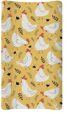 Wanyint Wickelauflagenbezug mit Huhn-Aufdruck, für Jungen und Mädchen, dehnbare Wickelauflagen-Bezüge, atmungsaktiv waschbar, Musselin-Wickelauflage, Wickelauflage, neutral Wa-BZA8-Eur-4-26 Größe M