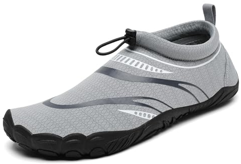 Mishansha Chaussure Aquatique Homme Femme Chaussures d'eau Respirant Antidérapant Chausson de Plage pour Mer Piscine Riviere Natation Canyoning Voile, Gris Monnaie, 43 EU