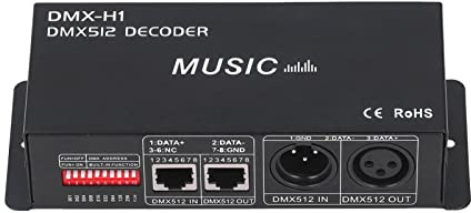 DMX Decorder, 4 Kanal DMX 512 Decoder, Einstellbarer RGB Decoder DMX Decorder Controller LED Decorder für Bar Hotel Sober Bar (8A pro Kanal)