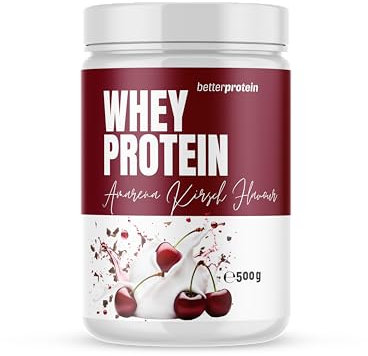 Whey Protein - Amarena 500g - Produziert in Deutschland aus regionaler Milch - BetterProtein® - Eiweißpulver zum Muskelaufbau und Abnehmen - Dose