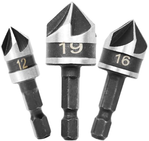 Ruidee 3 Stück Kegelsenker Kegelsenker 90 Grad Set mit Metallsenker Spitzen zum Ausgraben von Holz Spitzen für Senker verwendet Holz und Metall Durchmesser (ZT-3)