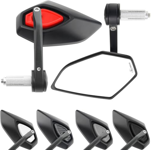 Area1 universal Motorrad Lenkerendenspiegel Rückspiegel Paar e-geprüft kompatibel mit Duke SMC/R MT07 MT09 MT10 Z900 Z650 Z500 CMX CB 500 Hornet SV650 XSR F900R M1000R/XR R18 (Rot)