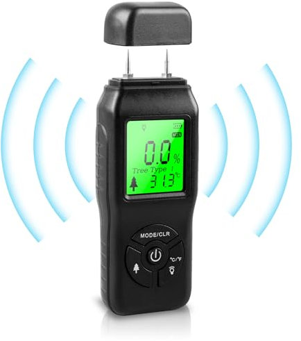 Misuratore di umidità in legno, rilevatore di umidità, misuratore di umidità, misuratore di umidità del legno, rilevatore di umidità con retroilluminazione verde, per legna da ardere e materiali da