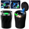 PLLYPE Cenicero Coche, 2 Piezas Cenicero de Acero Inoxidable con luz LED, Cenicero Portátil sin Humo, Cenicero de Coche Extraíble Fácil de Limpiar, Cenicero con Tapa para Hogar, Camping, Oficina