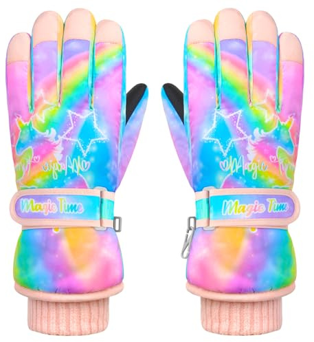 AuSletie Kids Waterproof Winter Gloves Warm Snow Ski Gloves for Girls Boys Toddler, Winter Snowboard Gloves for Cold Weather