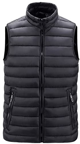 Angebote Des Tages Heute Herren Steppweste Winter Wärme Herren Weste Stehkragen Arbeitsweste Outdoor Jacke Übergangswesten Für Männer Multi Taschened Ärmellose Jacke Daunenweste(Schwarz,M)