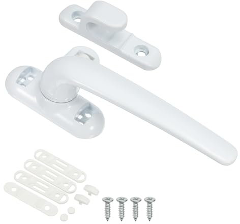 PATIKIL Maniglia Finestra Lega Alluminio, Serratura Maniglie Finestre a Battente Serrature per Porte Scorrevoli Verticali Interne Esterne e Orizzontali Sicurezza, Bianco (Mano Sinistra)