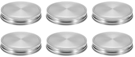 sourcing map 6 Pcs Wide Mouth Mason Jar Lids, 86mm Stainless Steel Mason Canning Jar Lids with Airtight Seal, Mason Storage Covers Caps, Rose Gold