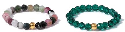APMGONT Elastischer Naturstein Ring, Perlen Elastische Ring, Elastischer Ringe Bunt, Naturstein Stretch Rings, Kristall Perlenring, Edelstein Perle Stapelbar Ringe für Damen Mädchen (HC)