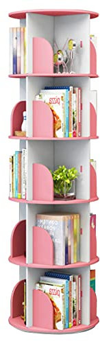 Drehbares mehrlagiges Kinderregal für A4-Bücher, Spielzeug und Mini-Pflanzen, Rosa, 40 x 159 cm