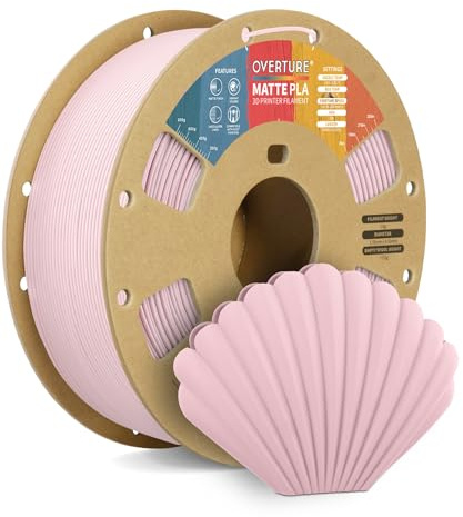 OVERTURE Matte PLA Filament 1.75mm, Matte PLA Rolle 1kg Spule (2.2lbs), Maßgenauigkeit +/- 0.02mm, für 3D Drucker (Babyrosa)
