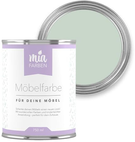 miafarben Möbelfarbe für Holz 750ml, Kreidefarbe, Möbellack ohne schleifen, Kreidelack (Frostiges Eisgrün)