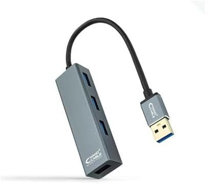 HUB USB 3.0 con 4 Puertos USB-A, Micro USB 3.0, Aluminio, 10 cm. Ideal para conectar múltiples Dispositivos y transferir Datos rápidamente.