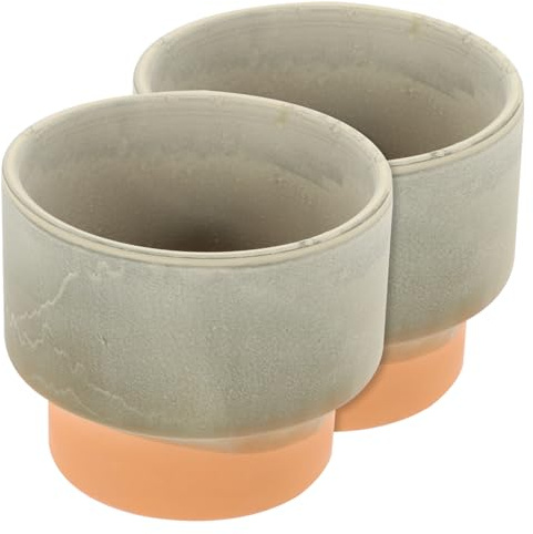 UPKOCH Macetas de Cerámica Diseño Simple y Elegante Verde Vintage Paquete de 2 Unidades para Suculentas y Bonsáis para Decoración en Interiores y Espacios Pequeños