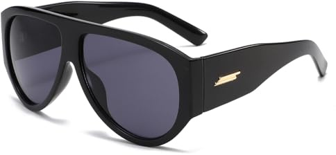 YAMEIZE Oversized Pilot Sunglasses Womens Men 70s Pilot Retro Sunglasses Vintage Big Frame Flat Top Chunky Shades Funky Sun Glasses UV400 Protection