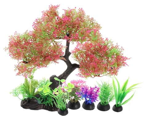 Abaodam 1 Ensemble Plantes Aquatiques Plastique pour Décoration Aquarium Plantes Simulées Accessoire Décoratif pour Réservoir Eau Douce et
