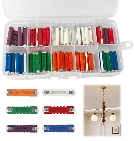 60 Stück Abschmelzsicherungen Set, Sicherungen Torpedosicherungen SicherungenSet Continental Sicherungen 5A 8A 10A 16A 25A 40A