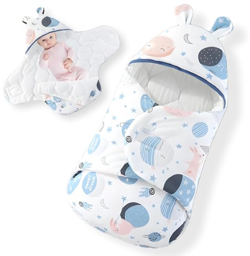 AIRCADIA Baby Schlafsack Pucksack Für Neugeborene bis 6 Monate, 100% Baumwolle leicht wattiert | Kuschelig Warm & Weich für frühlingsgeeignet, Sicherer Schlafkomfort | Größe 90 * 60 cm