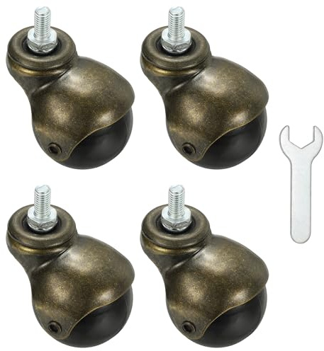 PATIKIL 2 Kugelrollen 4 Stück Gewindestift Rollen 360 Grad Beweglich Drehbare Möbelrollen Bronze