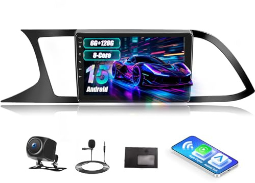 5G WiFi Android 15, 6G+128G 8Núcleos GOHHDL Radio Coche para Seat Leon MK3 2013 2014 2015 2016 2017 2018 2019, 9 Pulgadas Pantalla Táctil 2DIN con Carplay Android Auto GPS FM/RDS BT SWC Cámara Trasera