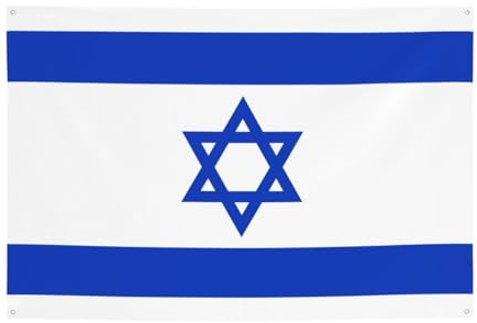 FDGBNM Bandera israelí vibrante para fiestas, 47 x 17 pulgadas, resistente a los rayos UV, a prueba de decoloración, 4 ojales, para uso en interiores y exteriores.