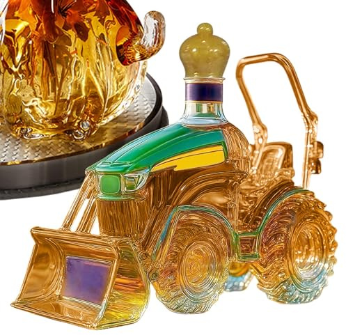 Botellas de Whisky - Botella de Licor con Tractor 3D para Fiestas | Decantador De Vidrio Ornamento Decorativo Para Amantes Del Whisky Armario Familiar Masculino