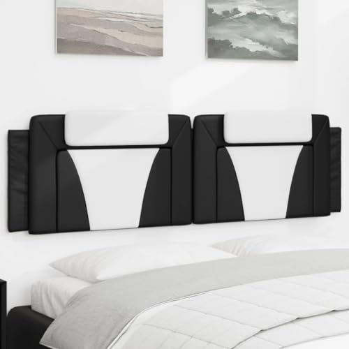 QJBSAVVA Kopfteil Kissen Viana Schwarz Weiß 180 cm Kunstleder mit Schaumstoff Rückenlehne Wandkissen Bett Modernes Design für Schlafzimmer Jugendzimmer Gästezimmer
