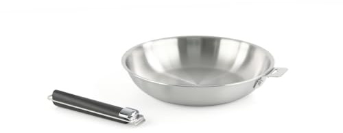 Kamberg - Pfanne aus Edelstahl, 30 cm, abnehmbarer Griff – Edelstahl 18/10 Triply – für alle Herde, auch Induktion und Backofen, Grau