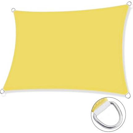 Waterproof Sun Shade Sail Canopy 95% UV Protection - Rectangle 2.5x3.0M for Garden Patio Backyard Outdoor Activities - with Ropes (Yellow 3.0x4.0M)