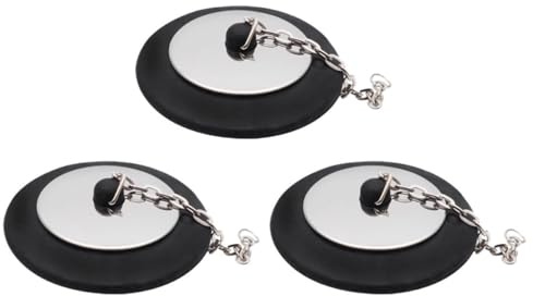 HOLIDYOYO 3pcs Rubber Tub Stopper with Beaded Chain, Bathroom Sink and Bathtub Drainage Seal Cover, Reliable 5cm Bath Plug for Residential and Commercial Use