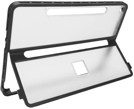Tonysa Hårt Robust Tablettskydd | Genomskinligt Stötsäkert Fodral med Kickstand Pennhållare för 12-tums Surfplattor (Transparent)