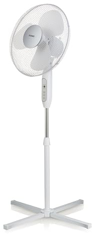 DOMO DO8141 Stående fläkt med timer – Ø 40 cm – justerbar höjd – vit