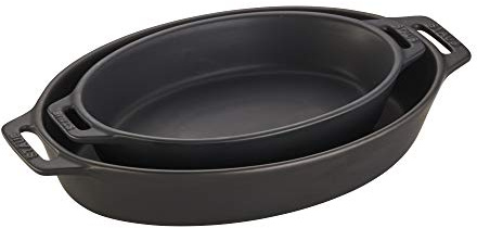 STAUB 40508-632 - Set di teglie ovali, Ceramica, Matte Black, 2-piece