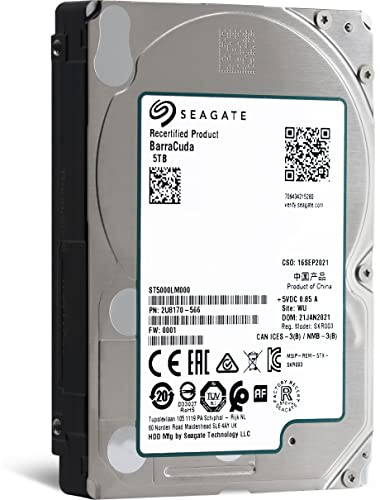 Seagate BarraCuda Internal Hard Drive 5TB SATA 6Gb/s 128MB Cache 2.5-Inch 15mm (ST5000LM000) (Renewed)
