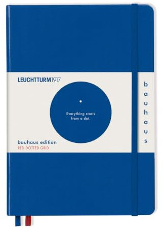 LEUCHTTURM1917 Notizbuch A5 Harteinband Königsblau Bauhaus Edition | 251 nummerierte Seiten, gepunktet, Fadenheftung, 80 g/m², säurefrei, Falttasche, 2 Lesezeichen
