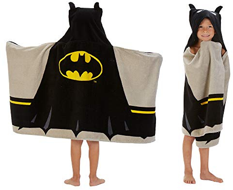 Batman Kids Bath/Pool/Beach Super Soft Cotton Terry Hooded Towel Wrap, 24 x 50, By Franco