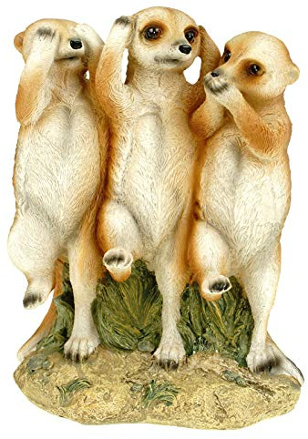 Kremers Schatzkiste Gartenfigur Erdmännchengruppe - Nichts Hören Sehen und Sagen - Garten Deko Geschenk Meercat Tierfiguren