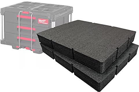 Shadow Foam Easy Peel – Foam Inserts for Milwaukee Packout Drawer Tool Box [Black 50mm Twin Pack] Cut and Peel Foam Inserts For Tool Organisation, Kaizen, 5s, Storage Boxes