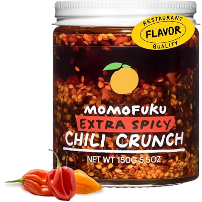 Momofuku Chile crujiente extra picante de David Chang (5.3 onzas), aceite con ajo crujiente y chalotas, crujiente para cocinar como salsa o cobertura